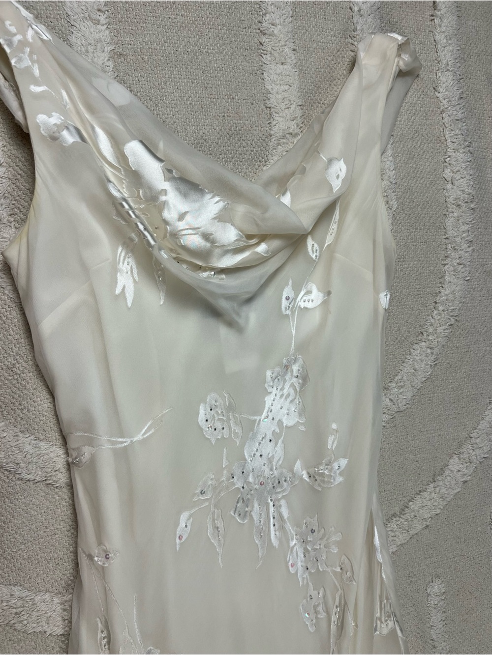 Vintage Beaded Draped Cream Silk Blend Dress – Fairy Dress – Size 4 - Picture 9 of 16